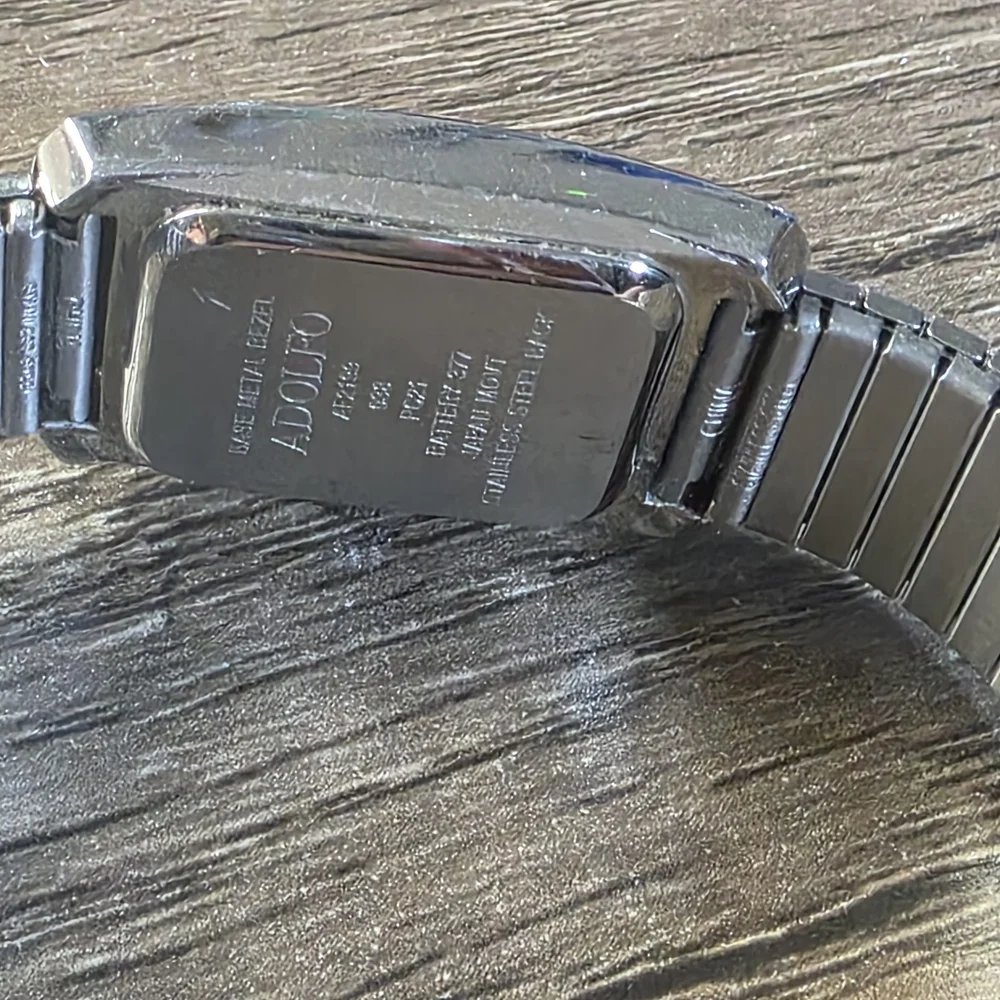 Adolfo Silver Watch with Crystal Accents